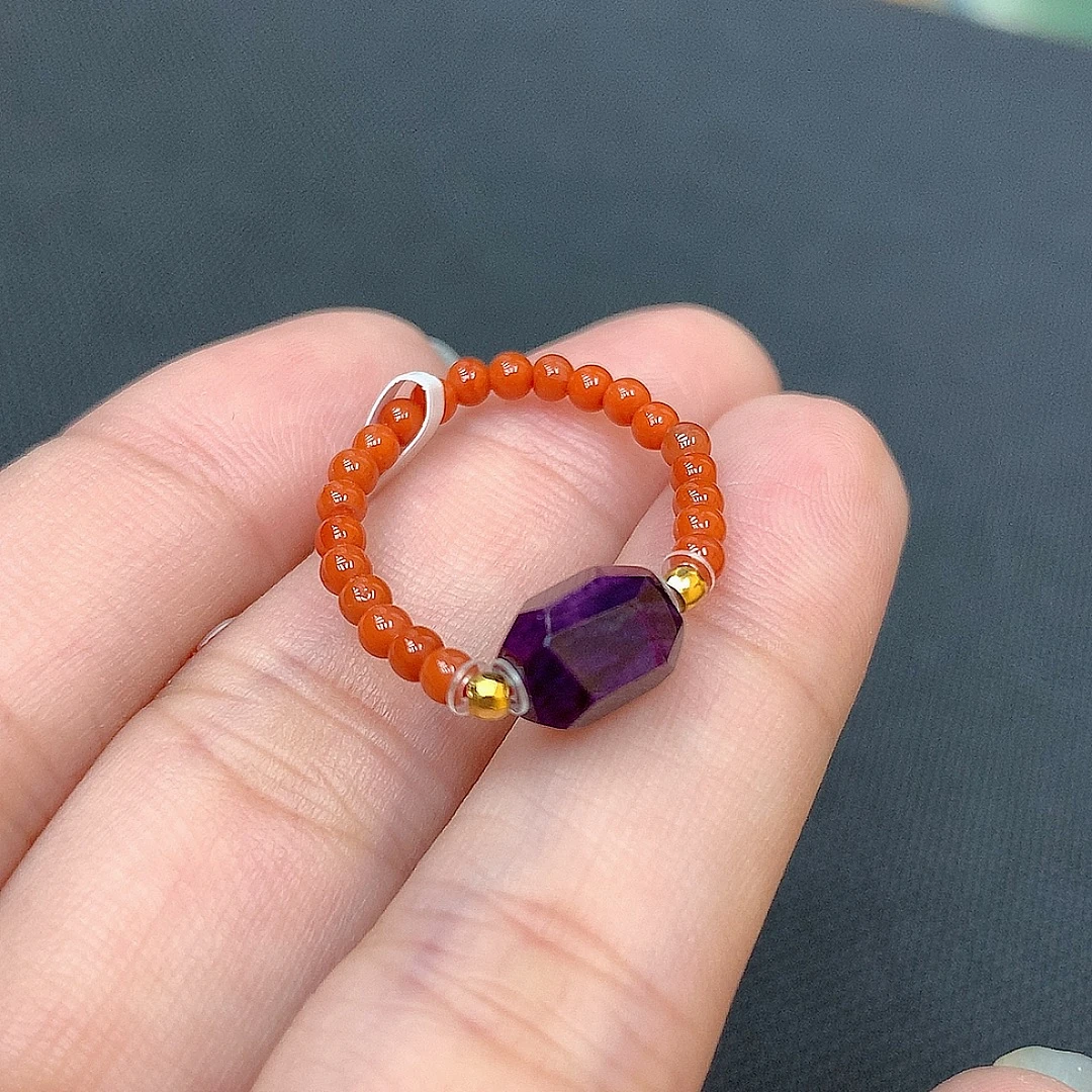 【桃总推荐】舒俱来随形南红圆珠戒指@@ZY40929011