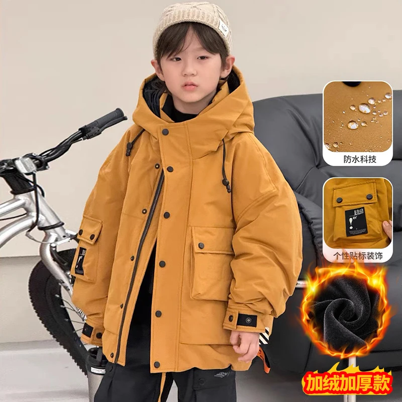 男童冬款外套2025新款冬季加绒加厚派克服中大儿童男孩冬装潮品