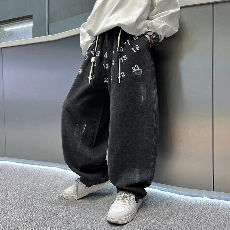 儿童帅气时尚牛仔裤2024秋季新款男童潮流时髦长裤中大童秋款裤子