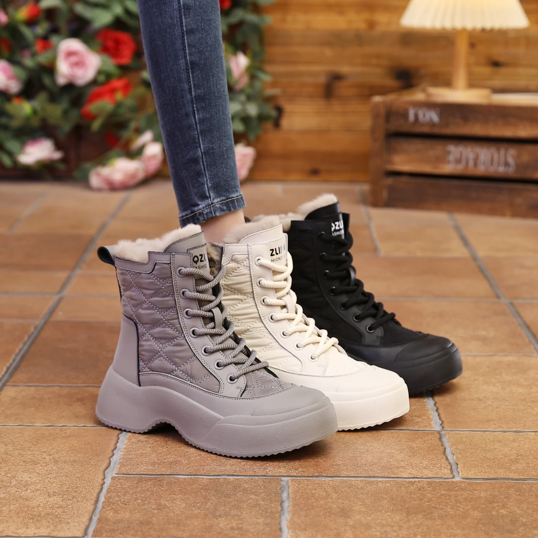千之恋T增高4CM2024冬季加绒高能感百搭时尚复古雪地靴女鞋3871