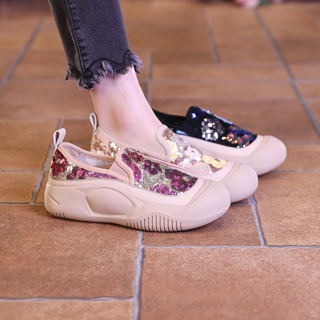 千之恋断码现货增高4CM2025春厚底复古高能感休闲风真皮女鞋3227