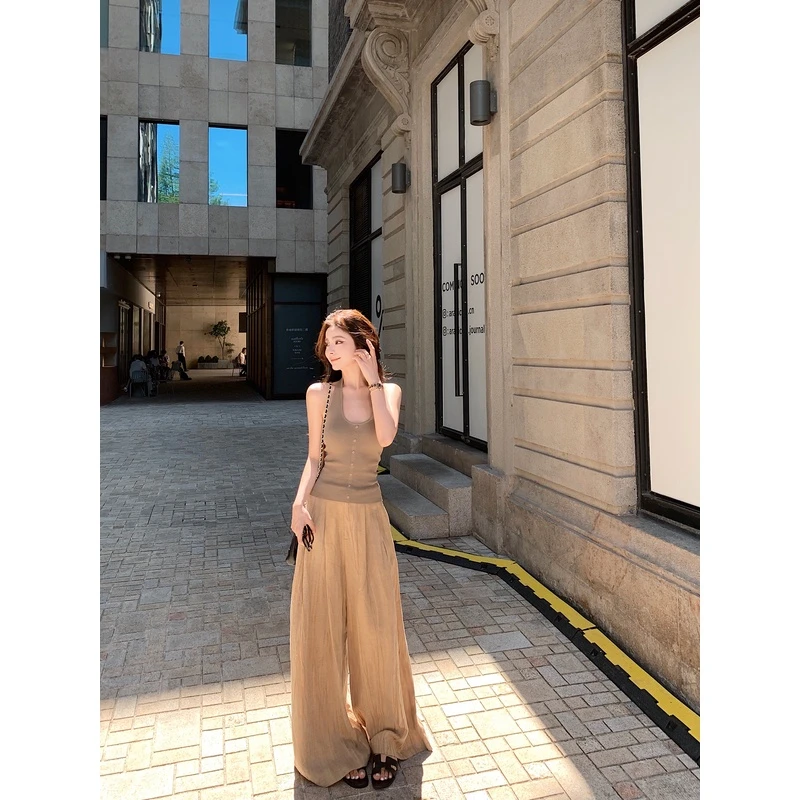 "轻氧仙仙裤2.0"莱赛尔亚麻 柔韧夏日凉感宽松褶皱垂感阔腿裤