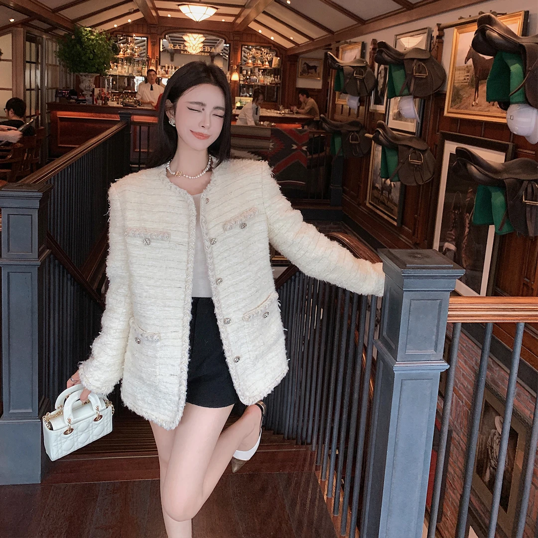 Lilylikes"COCO埃及手工坊重磅高奢绵羊毛粗花呢手工编织小香外套