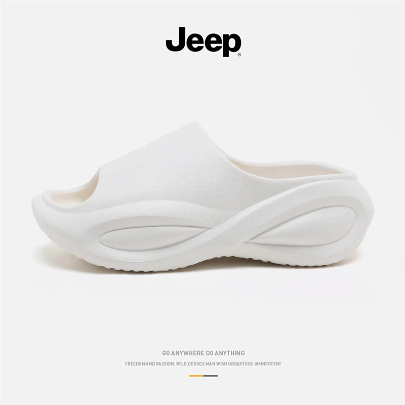 JEEP/吉普一字拖室外休闲简约透气情侣款ins素面厚底男鞋夏季沙滩