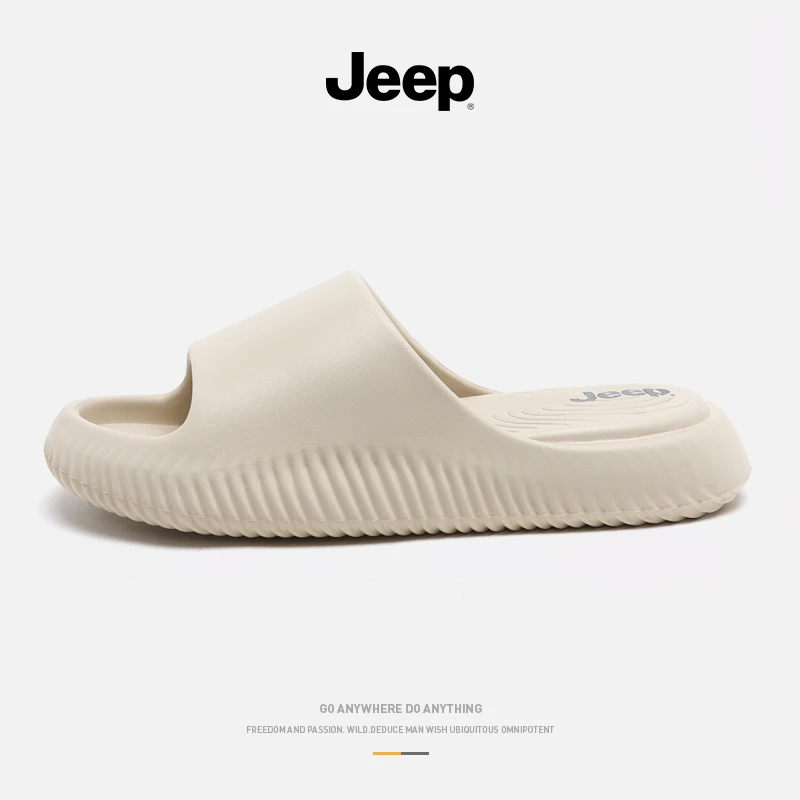 JEEP/吉普厚底休闲室外一字拖防滑潮流夏季ins平跟凉拖鞋网红外穿