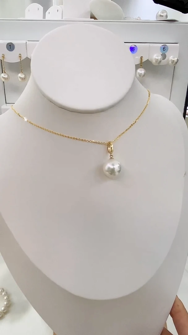 【闪购商品】淡水珍珠吊坠(赠链)18K金镶嵌13-14mm万能扣吊坠