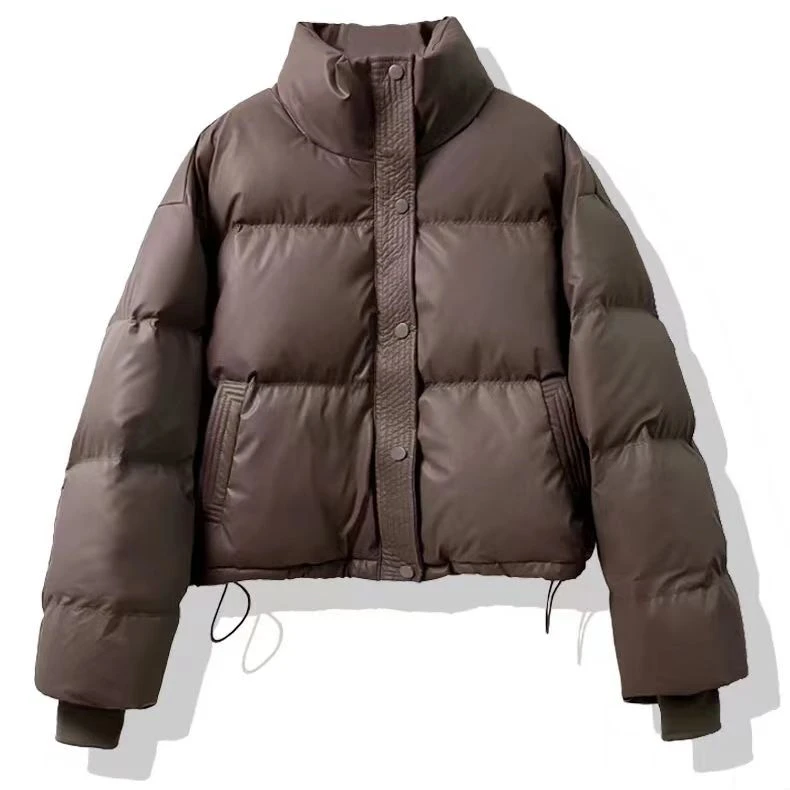 24年冬季新款面包棉服女免洗pu皮短款气质加厚小个子外穿棉衣外套