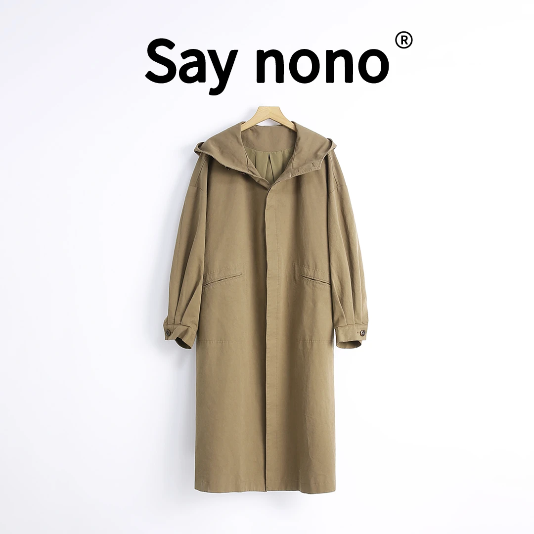 懒猫nono│Saynono “酷感十足”长款棉布风衣外套/A067