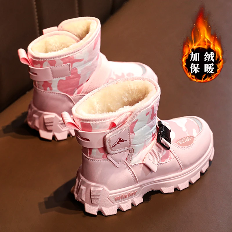 贵人鸟女童雪地靴冬季2023新款儿童加厚防滑棉鞋中大童女孩保暖加
