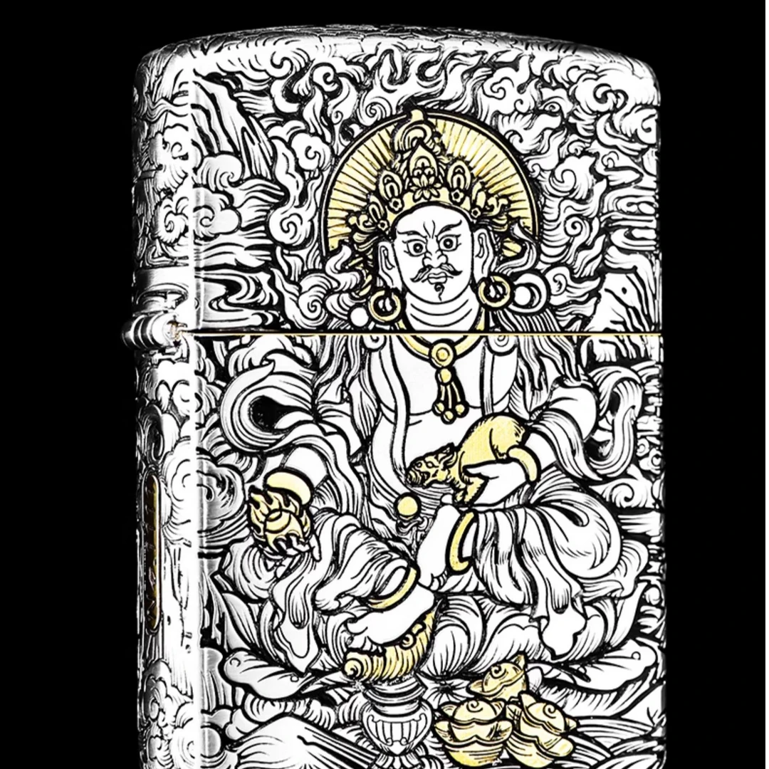 ZIPPO/之宝错金银黄财神官方正品打火机复古个性送礼收藏工艺DYJ1