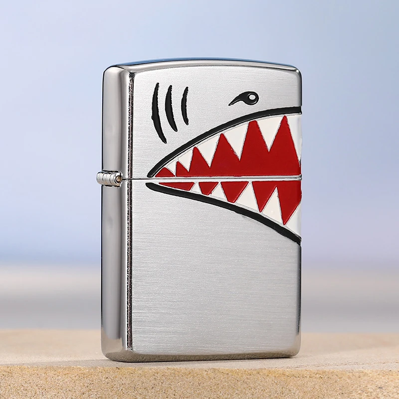 打火机DIY正品X战警火人同款鲨鱼嘴煤油防风拉丝个性男士送礼收藏