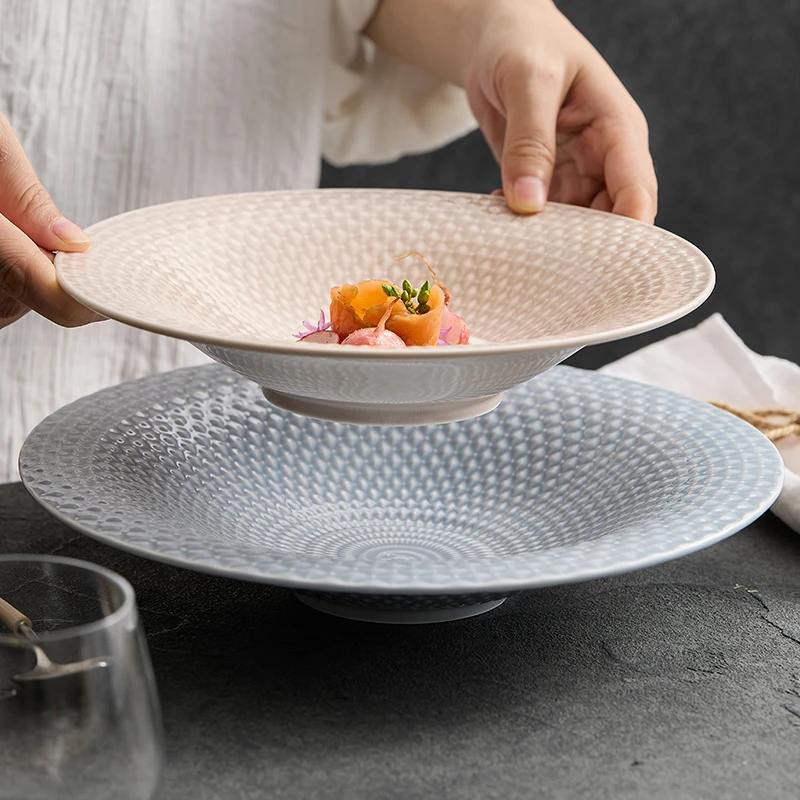 星河陶瓷碗盘草帽盘汤盘家用创意餐具酒店水果沙拉盘漂亮盘子餐盘