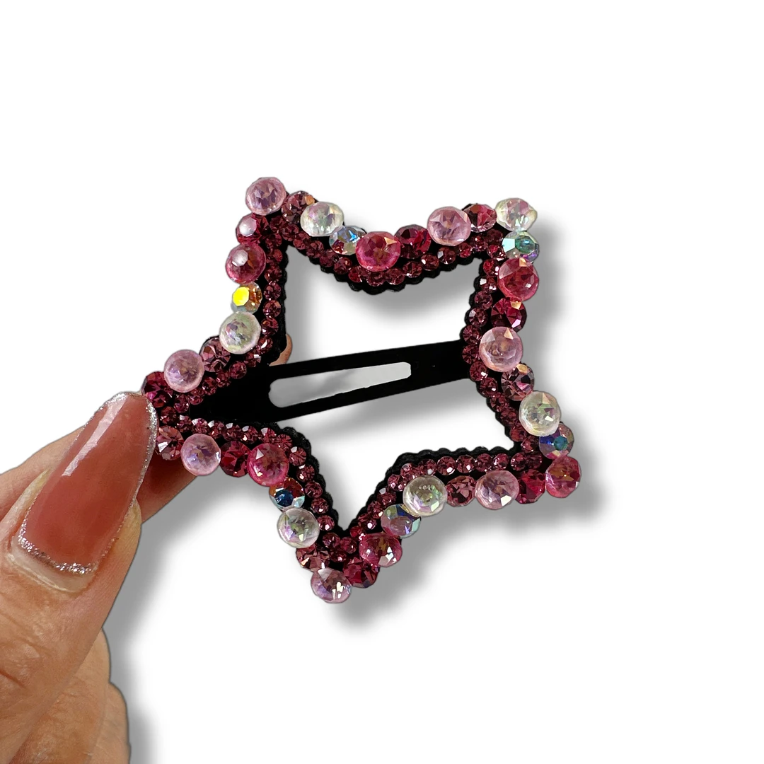 五角星掰掰夹，满钻捷克加施家华子气质简约碎发夹