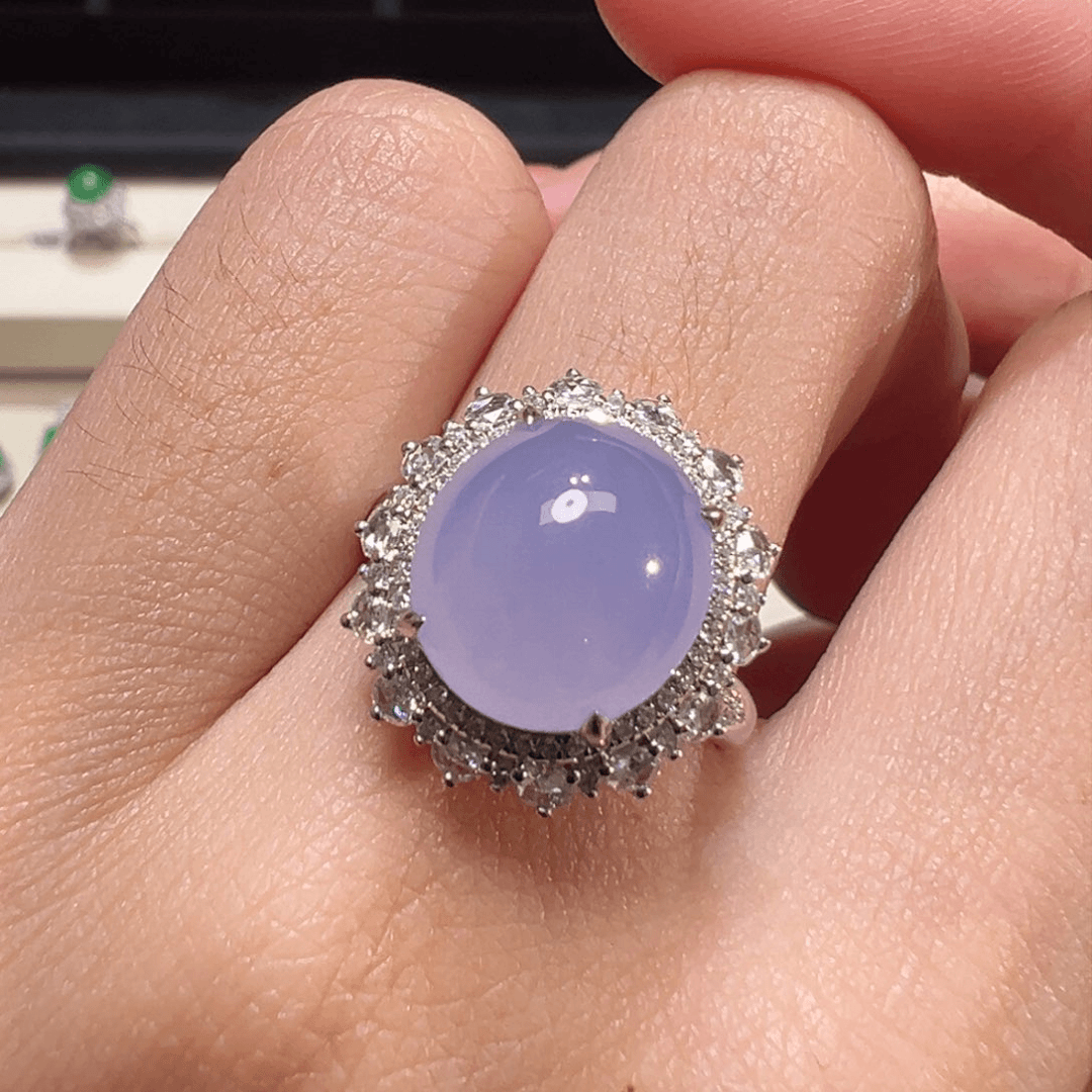 翡翠戒指18K金镶嵌翡翠