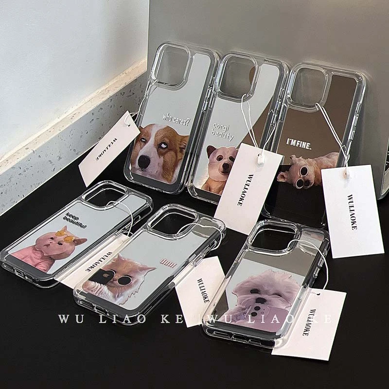 太空壳镜面猫狗情侣适用华为/苹果iPhone14promax手机壳13/12/11