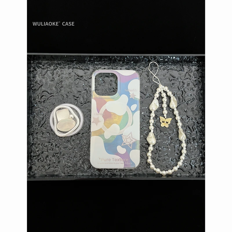 磁吸双层奶牛纹星星适用华为/苹果iPhone15promax手机壳14/13/12