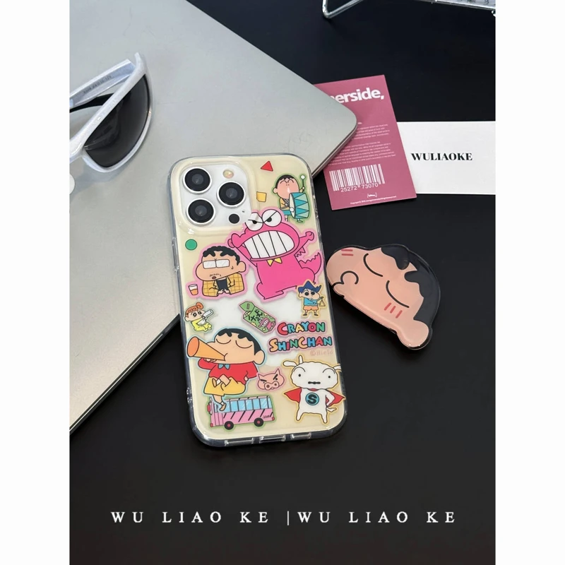 双层ins园长小新适用苹果iPhone14promax手机壳13/12/11卡通可爱