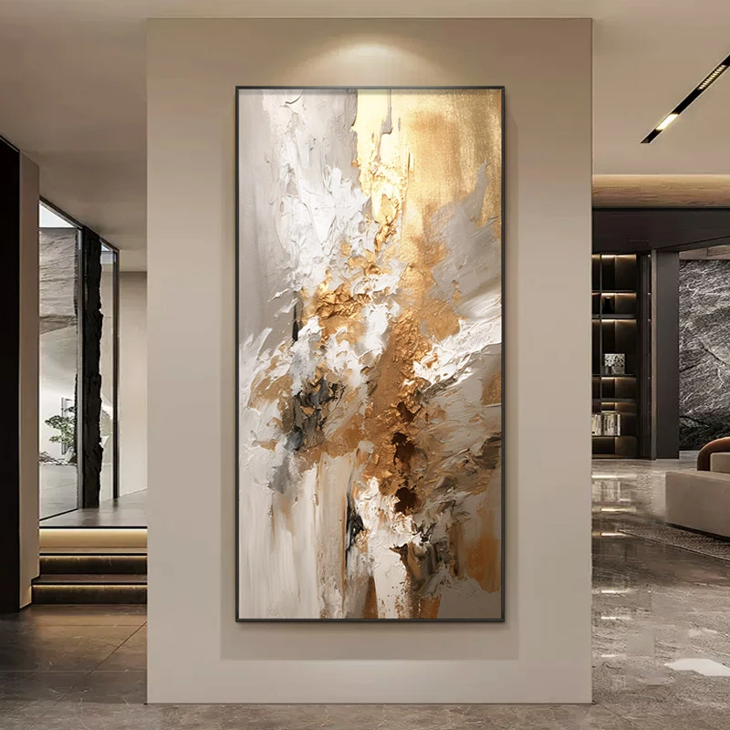 【微光】抽象手绘油画定制入户玄关装饰画轻奢高级感走廊尽头挂画