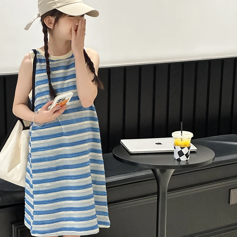 女童连衣裙2024新款夏季儿童洋气时髦夏装棉质裙子夏天薄款背心裙