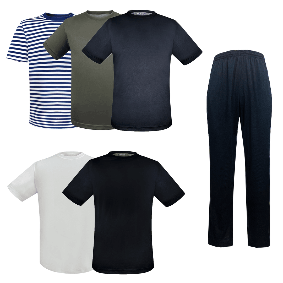 男士夏季五款颜色短袖任选一件＋藏青长裤