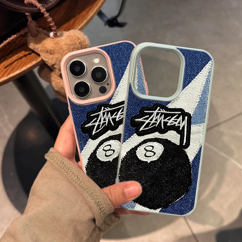 iPhone12潮牌手机壳苹果13适用16p软15plus牛仔斯图西14荔枝纹s19