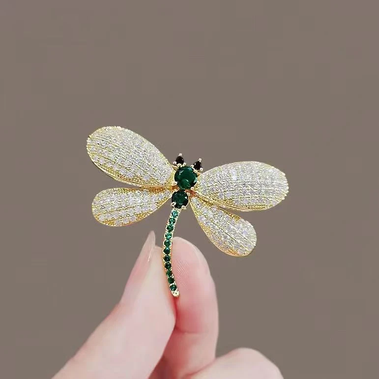 合金羽毛胸针 欧美蜻蜓胸针奢华小众西装胸花设计感别针领针配饰