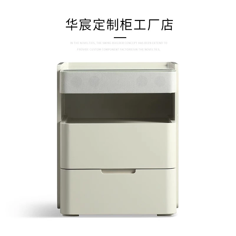 家用智能床头柜简约现代卧室2024新款无线充电双层床头置物储物柜