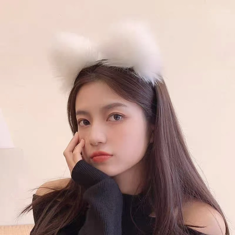 真狐狸猫耳朵塞照打卡甜美可爱的网红直播毛绒头饰洗脸发箍化妆发