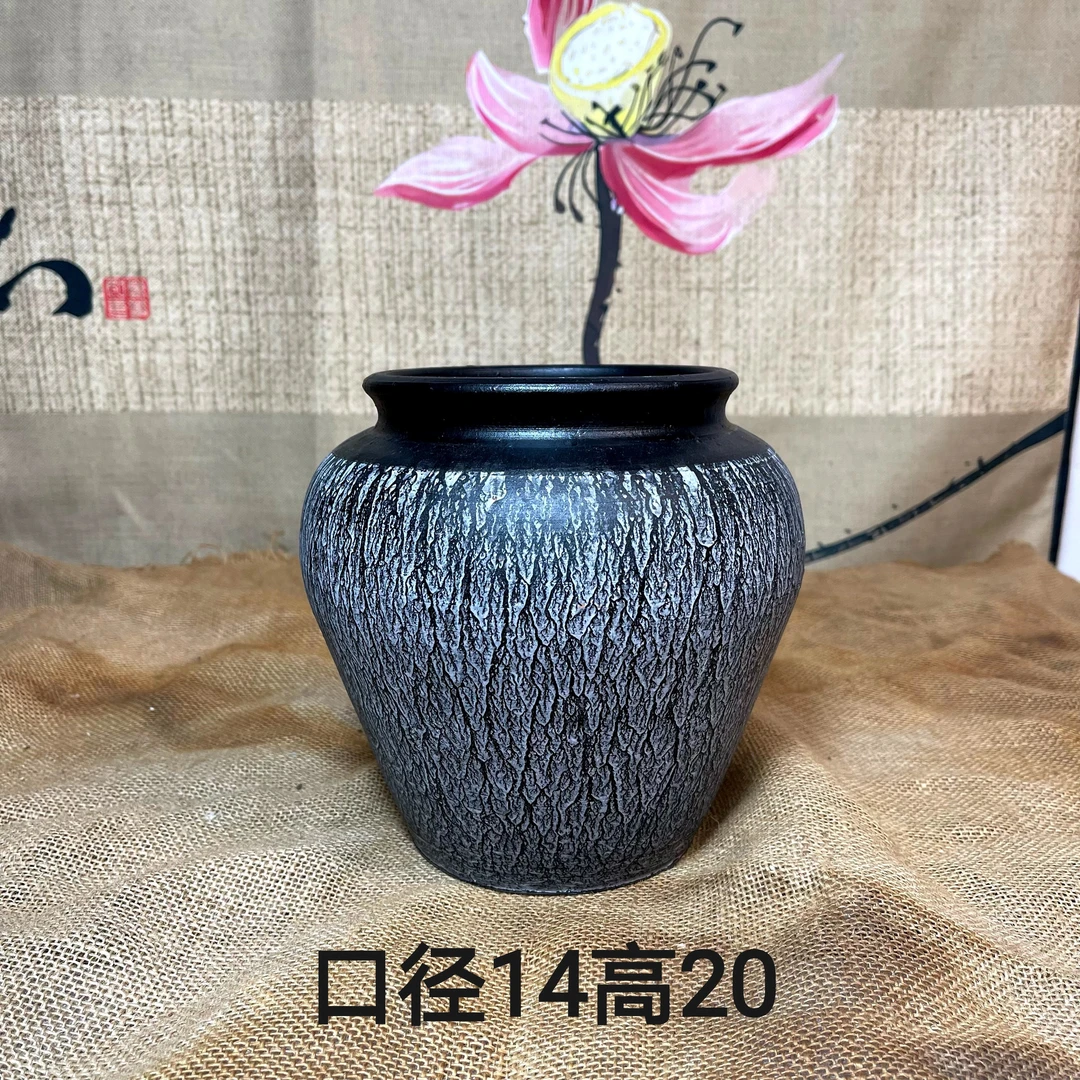 手工粗陶仿古将军罐多肉花盆红陶花器