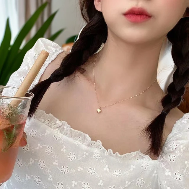 合金吊坠 轻奢时尚网红百搭夏季女士简约女士小爱心项链通勤