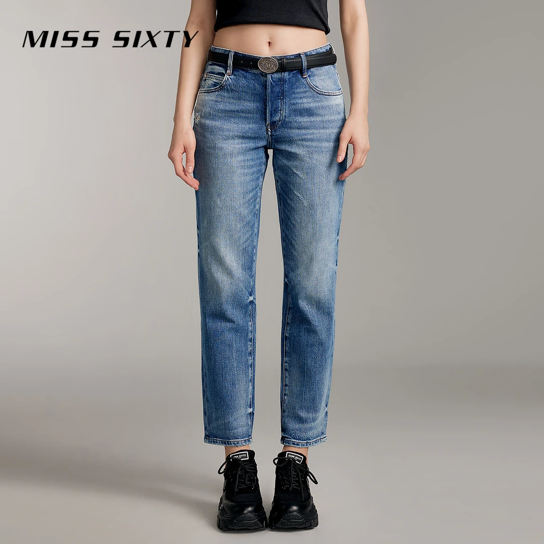 【小玉专属】MissSixty夏季新款含桑蚕丝牛仔裤钮扣门襟显7729