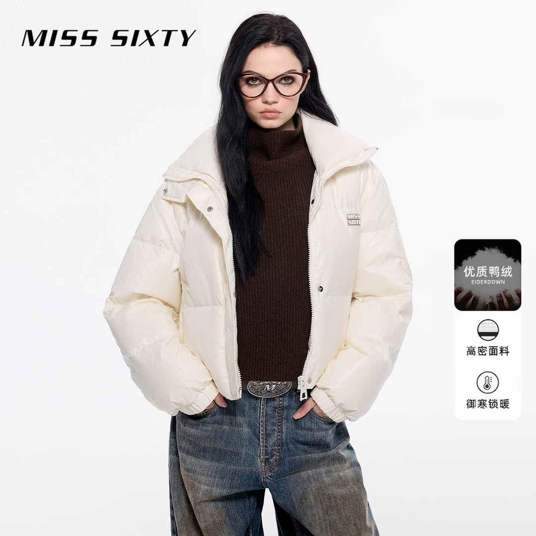 【达人专属】Miss Sixty2024冬季新款立领羽绒服女宽松短款抽绳收腰