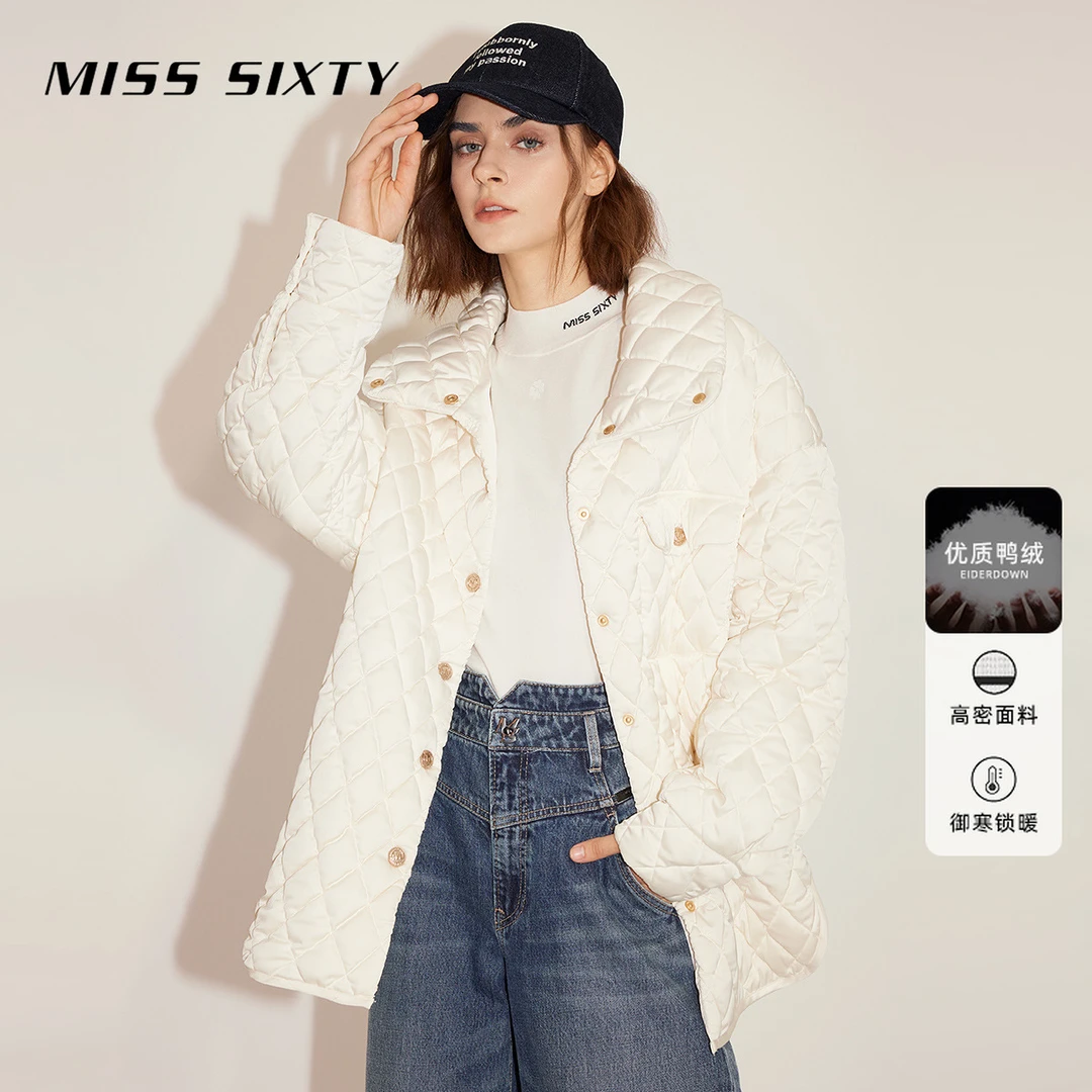 Miss Sixty秋新款羽绒外套女保暖简约轻奢高级菱格绗缝热力感