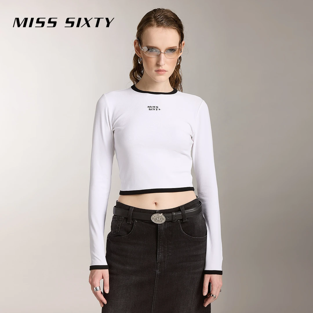 【陈大可专属】MissSixty长袖T恤女圆领简约基础露脐短款尤莱特