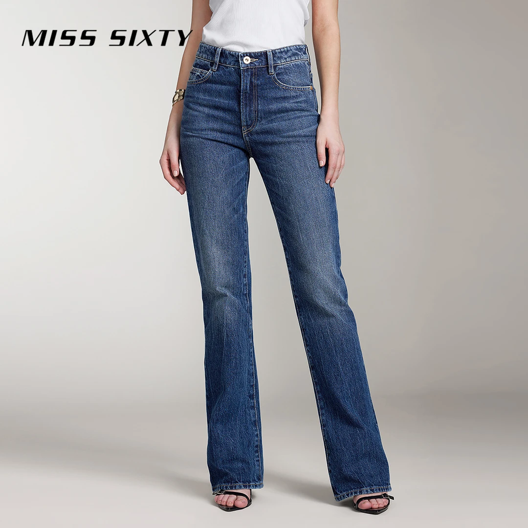 Miss Sixty牛仔裤女复古微喇金属腰牌显瘦百搭休闲