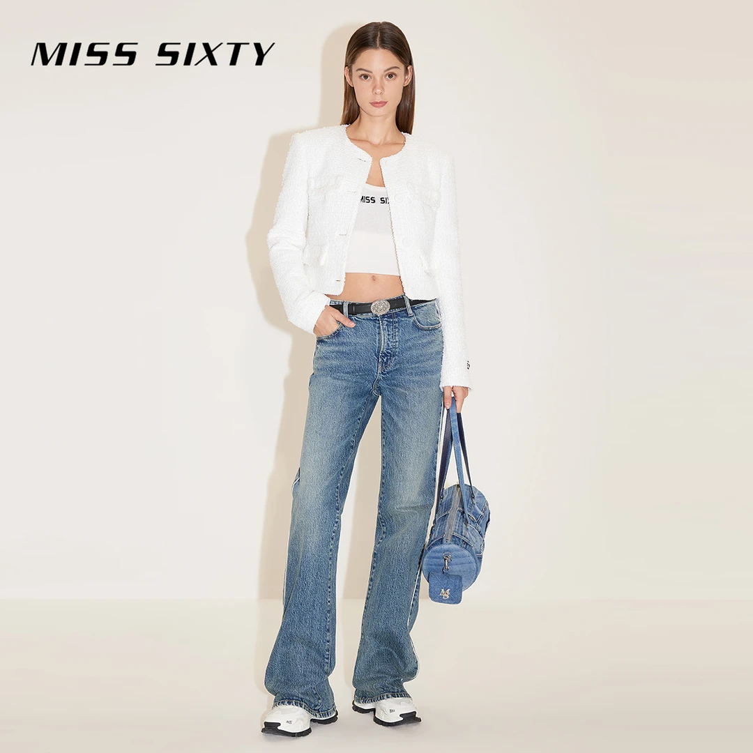 【赵老板专属】Miss Sixty牛仔裤复古可拆金属腰牌微喇裤薄荷曼6207