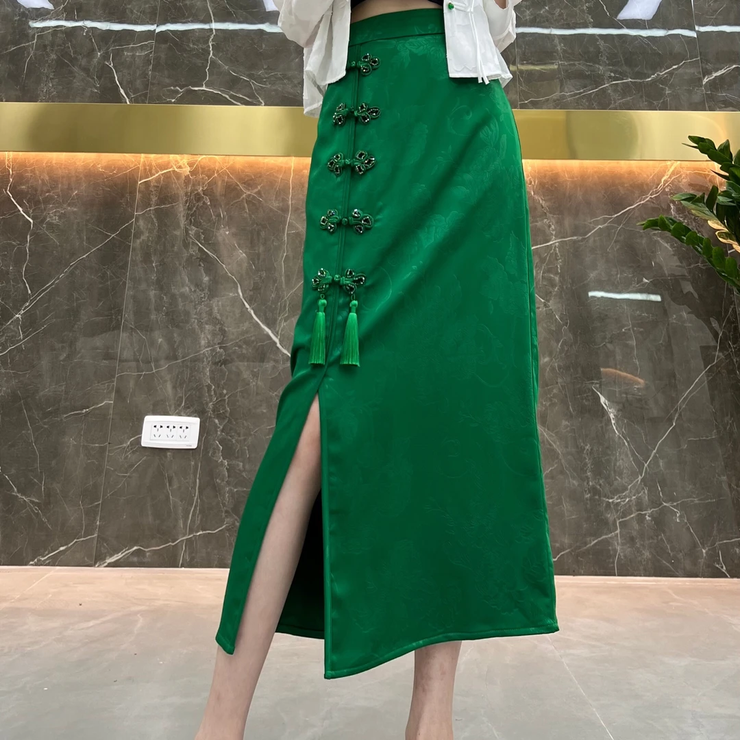 1588富贵花重工钉珠流苏裙2