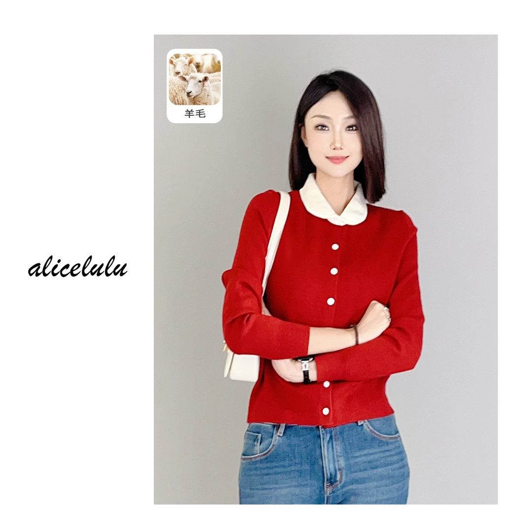 5 ALICE “乖巧女生”毛衣 复古拼色 甜美减龄 S1034260T