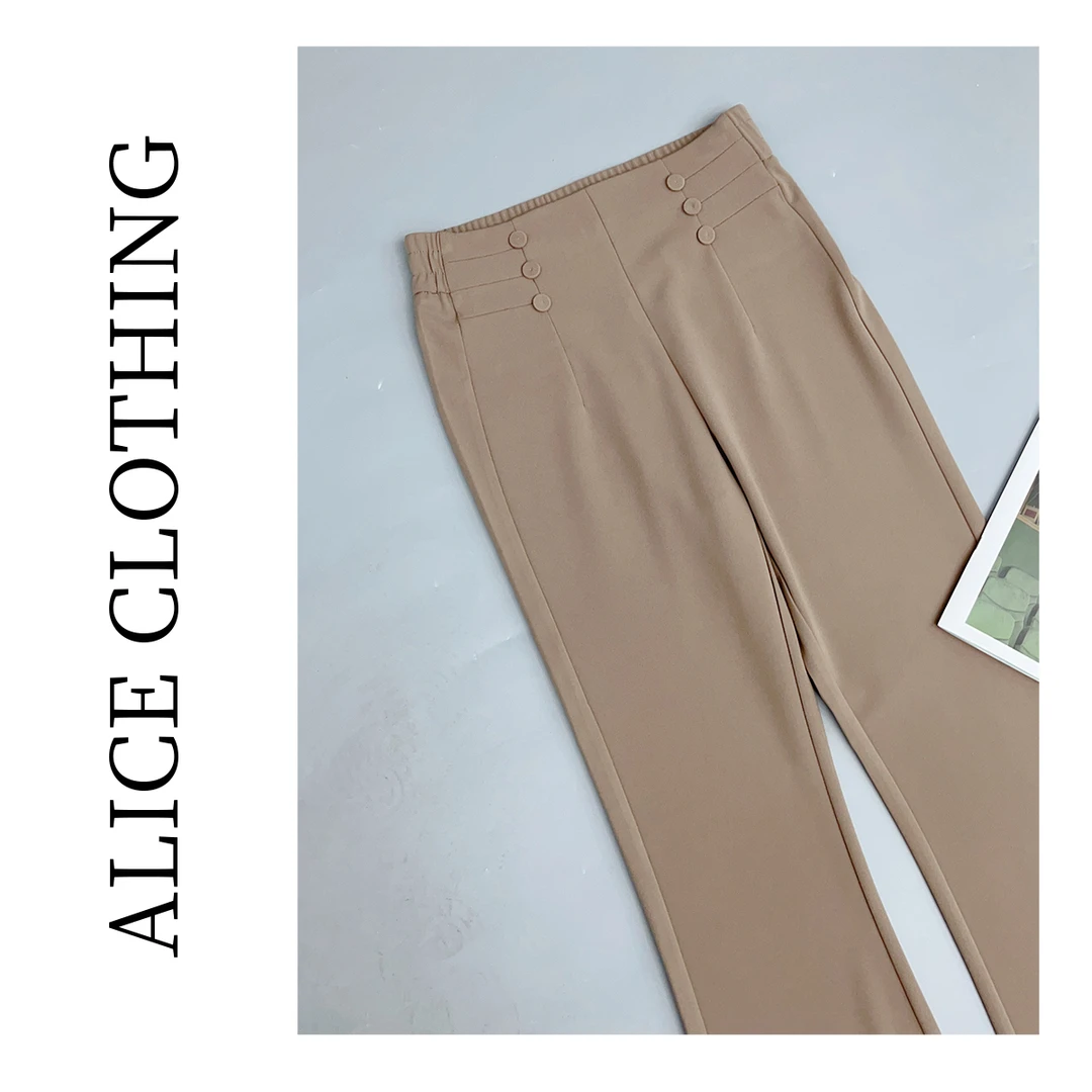 5【ALICE “职场T台”微喇长裤】弹力松紧 高腰显瘦 S621157K