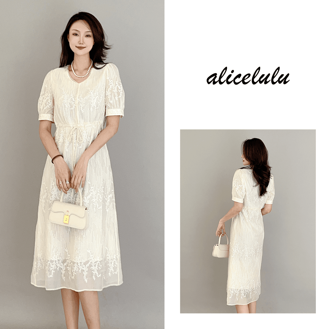 3 ALICE “月下舞曲”连衣裙 优雅刺绣 莹润光泽 S2138516J