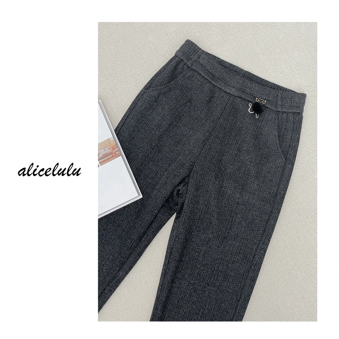 5 ALICE “胖瘦皆宜”休闲裤 绒感锁温 优雅提花 S621825U