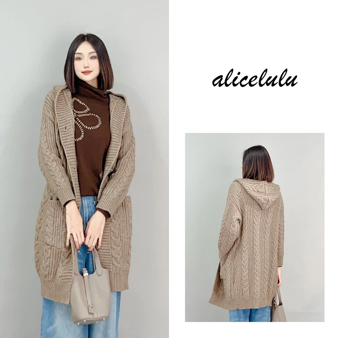 5 ALICE “思绪放松”外套 麻花编织 慵懒连帽 S1034727U