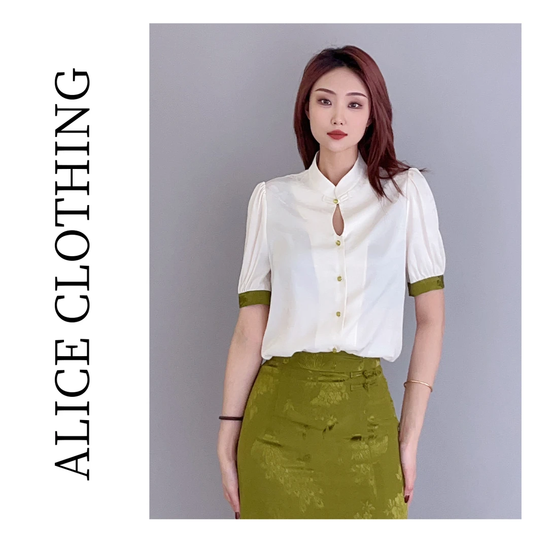 1【ALICE “望江南”小心机上衣】温润国风 优雅拼接 S1033000D