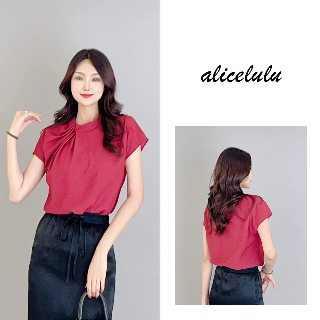 3 ALICE “玫瑰人生”衬衫 显白紫红 柔滑肌理 S2138652B