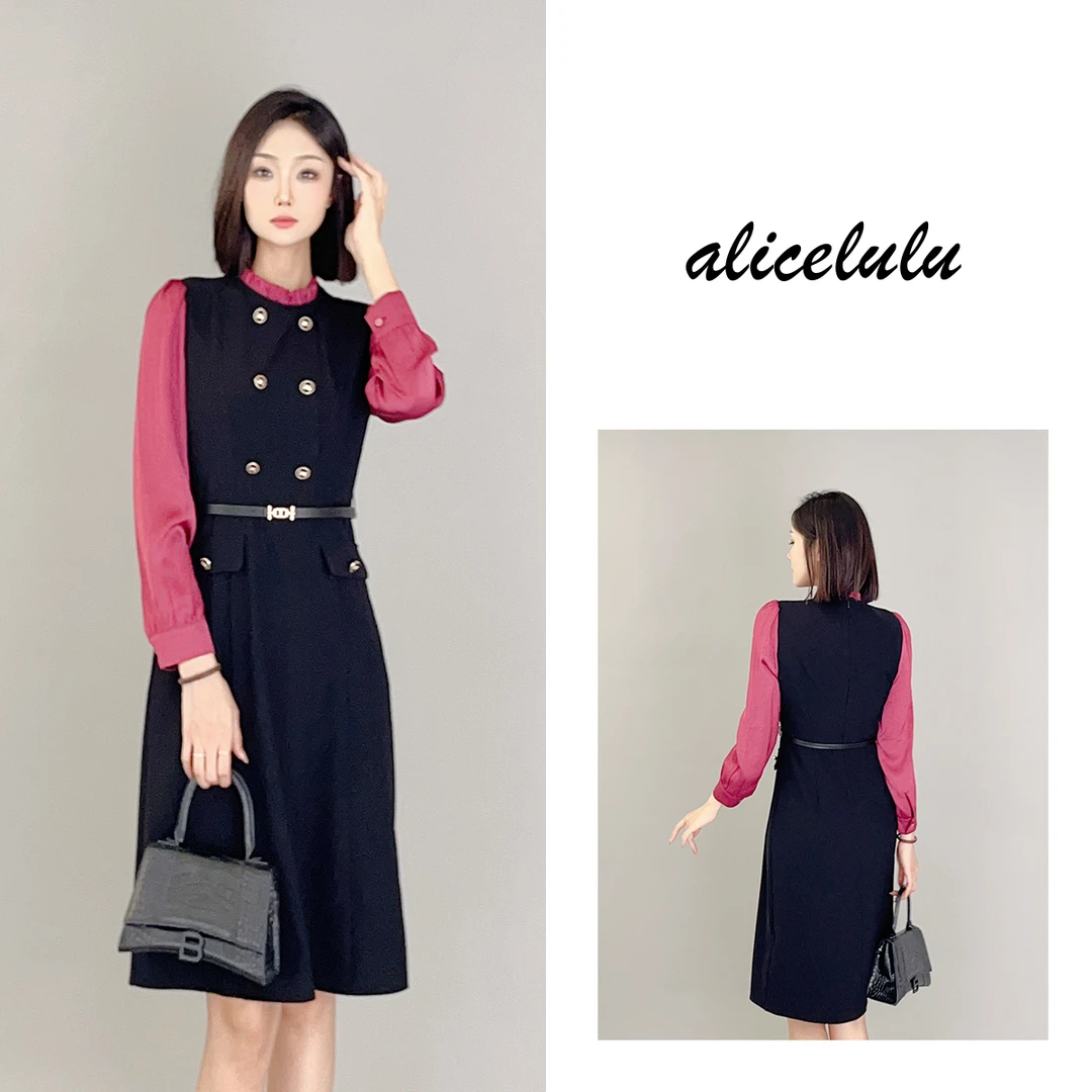 5 ALICE “丽人圆舞”连衣裙 时髦拼接 皮质腰带 S1034193Q