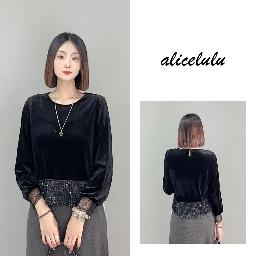 5 ALICE “美人泪”衬衫 华贵丝绒 钻饰流苏 S2140539J