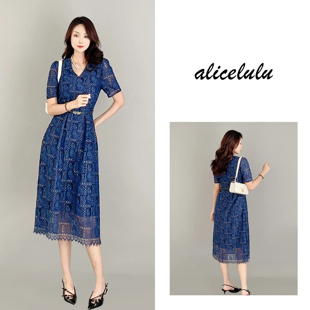 5 ALICE “名媛下午茶”连衣裙 轻奢蕾丝 皮质腰带 S2138559J