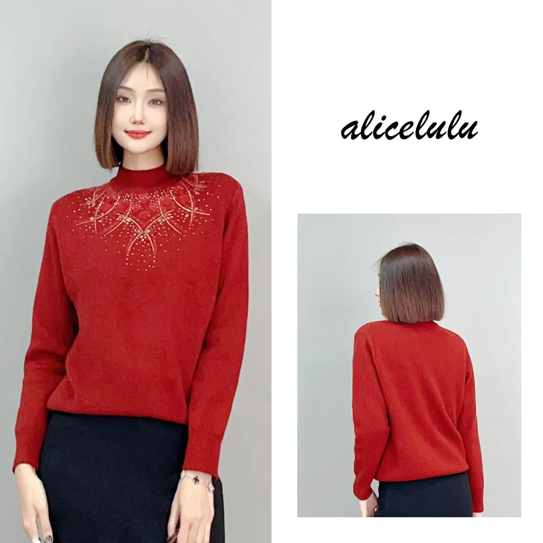 5 ALICE “花枝曼妙”毛衣 优雅烫钻 柔美百搭 S2141505K