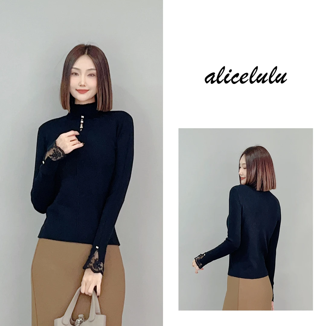 5 ALICE “袖口花开”毛衣 蕾丝拼接 别致设计 S1034872U