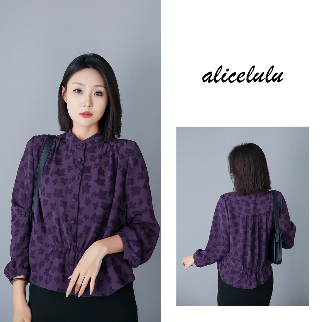5 ALICE “枫叶情”衬衫 优雅提花 复古显瘦 S2139103E